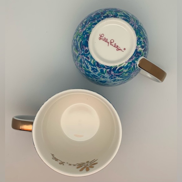 Lilly Pulitzer Ceramic Blue/Green/Purple Hand Painted Coffee or Tea Mug Set NWT - Picture 4 of 5